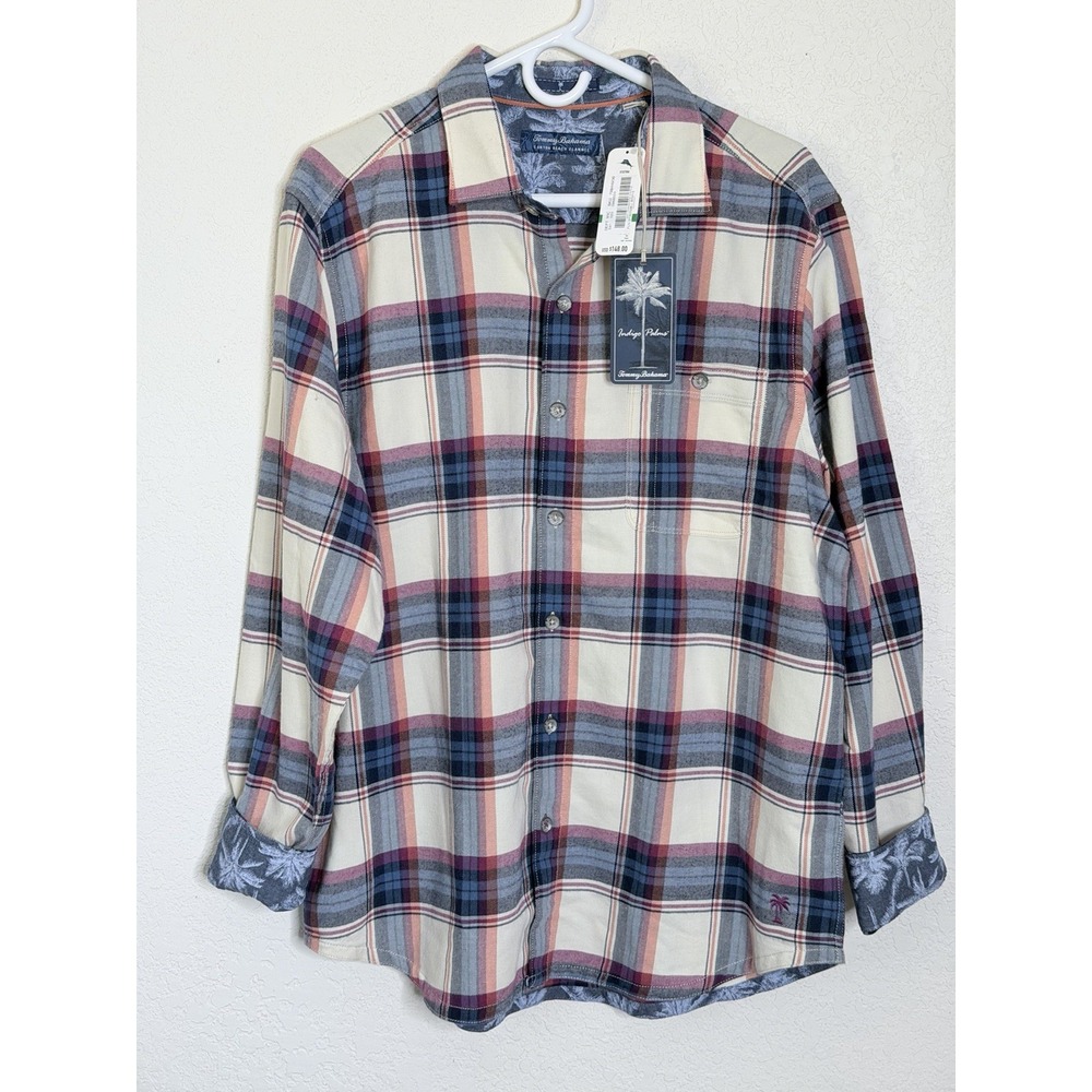 Tommy Bahama Canyon Beach Flannel Shirt Men's Large Plaid Tencel Stretch NWT$148